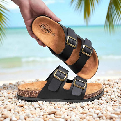 Men's Summer Sandals, Outdoor Leisure Vacation Beach Sandals, Double Buckle Design Unisex Large Size Sandals, Non-Slip, Breathable, Wear-Resistant, Versatile for Daily Wear, Indoor Home Slippers, High-End, Retro