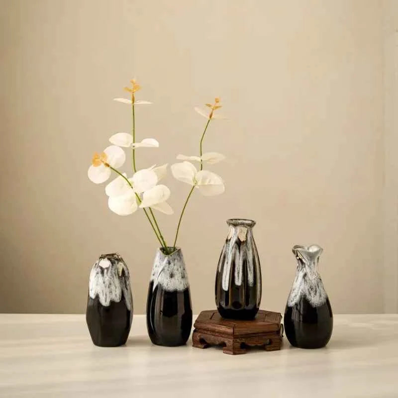 Japanese Style Ceramic Kiln Glazed Retro Vase Handmade Flower Arrangement Decoration Living Room Foyer Vase