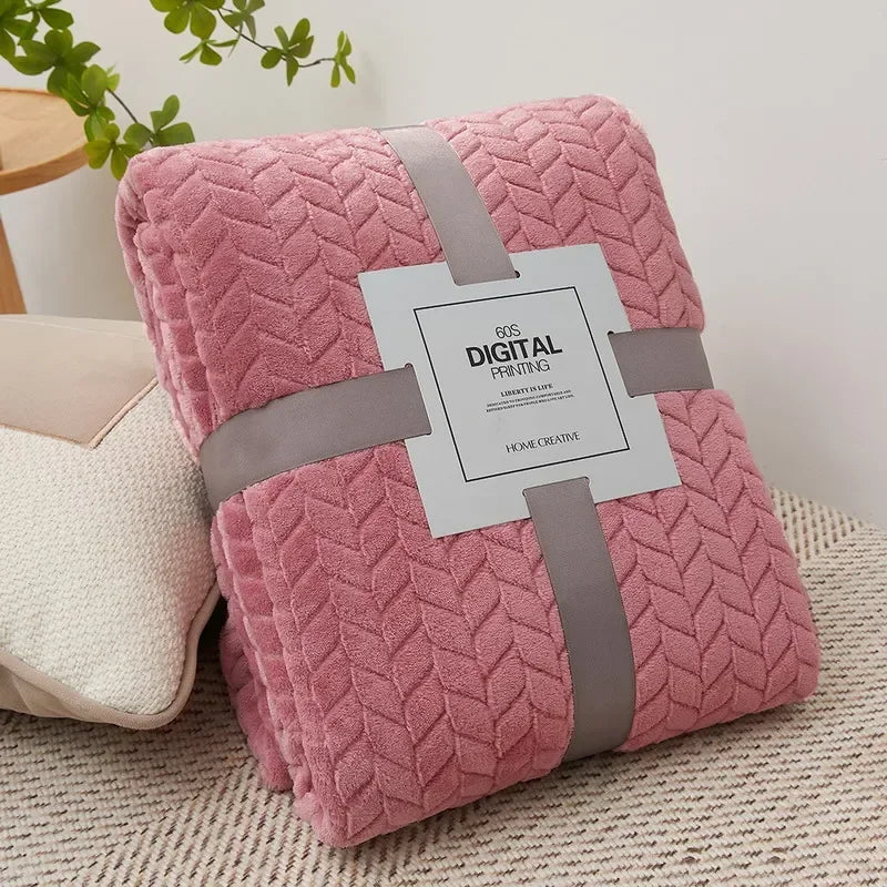 Fluffy Coral Velvet Blanket Flannel Plush Comfortable Thickened and Warm Soft Sofa Throw Blanket for Air-Conditioned Room Luxury