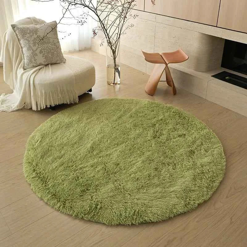 VIKAMA Ins White Round Carpet, Furry Floor Mat, Living Room, Home Blanket, Bedroom, Indoor Room, Plush Home Decoration Carpet
