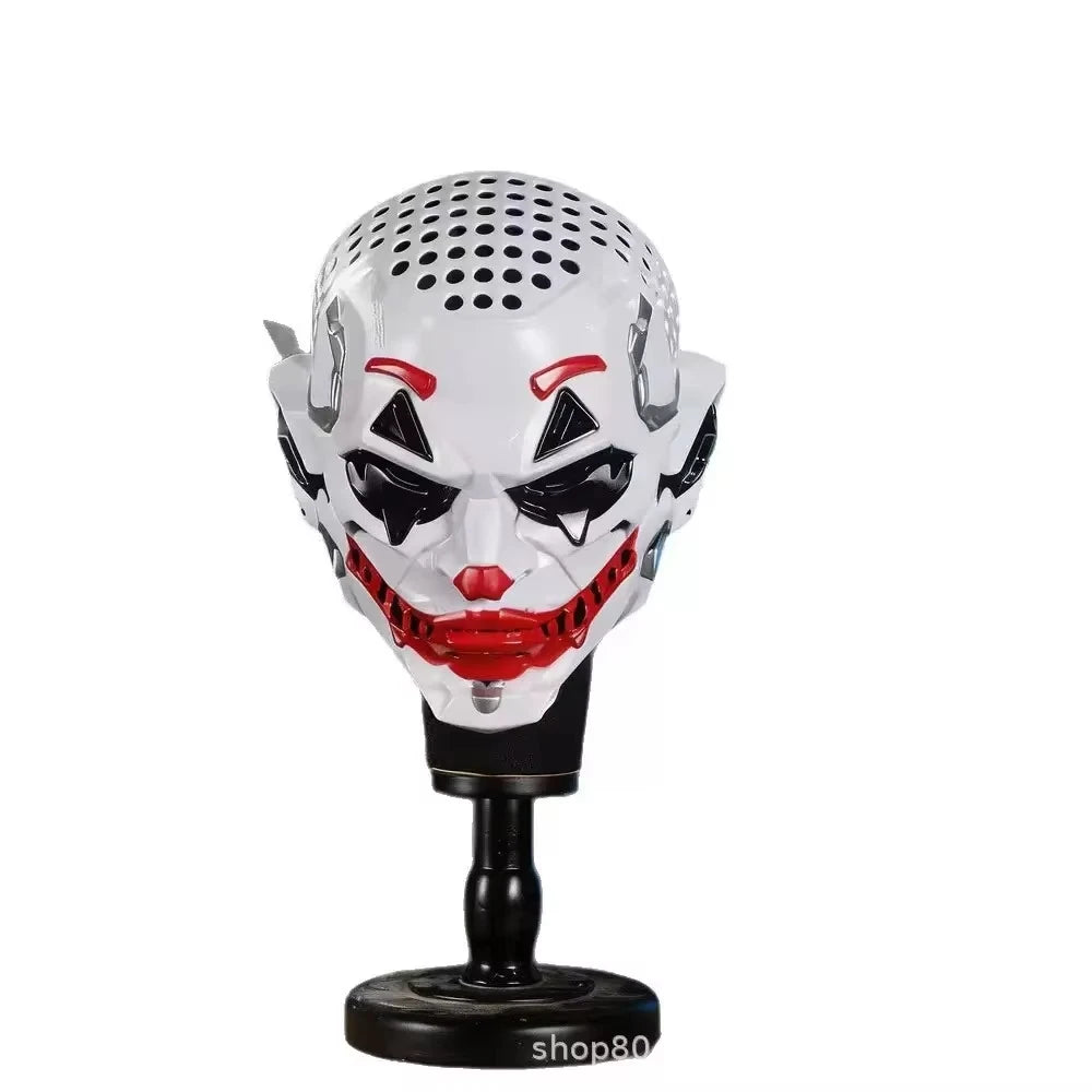 Cyberpunk Clown Mask with Green Hair Halloween Party Masquerade Costume Prop Scary Cosplay Accessories for Adults