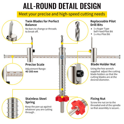 Adjustable Steel Hole Saw Cutter Kit 40-200mm with Shield Hole Cutter Drill Bit DIY Tool Sheetrock Veneer Slate