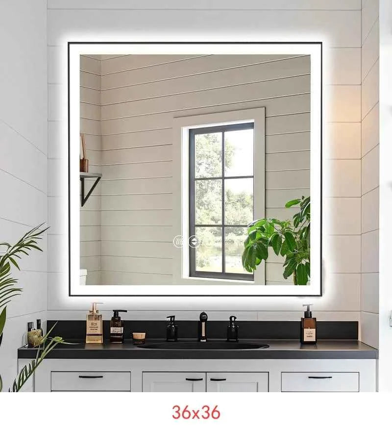 72x36 Inch Frameless Smart LED Bathroom Mirror with Touch Control and Anti-Fog Feature