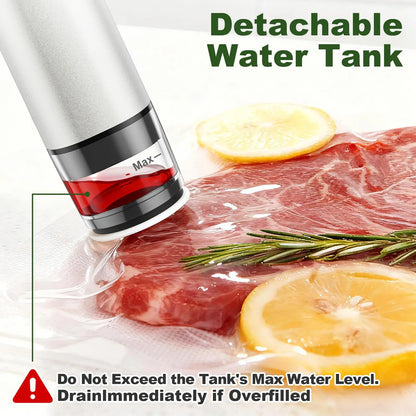 Portable Aluminum Electric Vacuum Food Sealer with 30 Reusable Bags, Wine Stopper and Sealing Clips