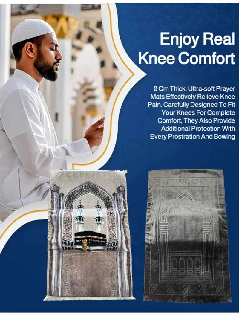 Home Living Room Carpet 8cm Thickened Printed Carpet Non-Slip Comfortable Lengthened Knee Pad Prayer Mat for Islam&Christianity