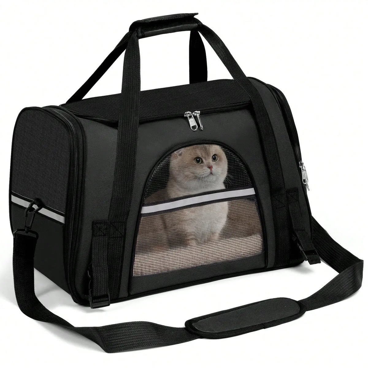 Airline-Approved Foldable Pet Carrier, Anti-Escape Zipper