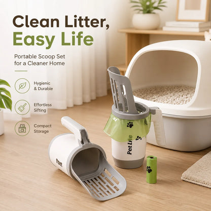 Cat Litter Scoop with Integrated Waste Bin