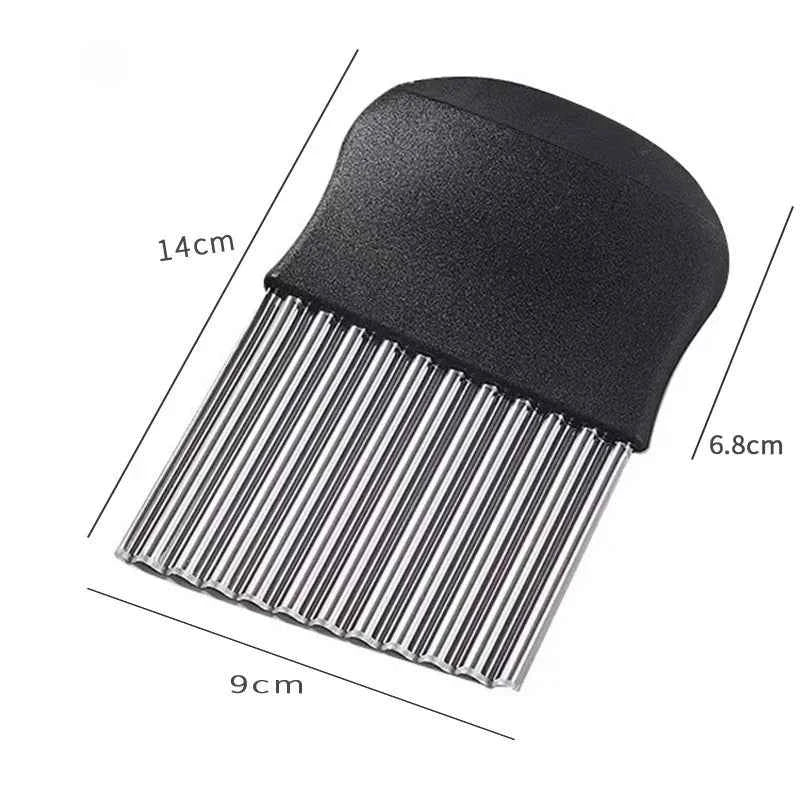Stainless Steel Potato Chip Slicer Dough Vegetable Fruit Crinkle Wavy Kitchen Knife Cutter Chopper French Fry Maker Tools Gadget