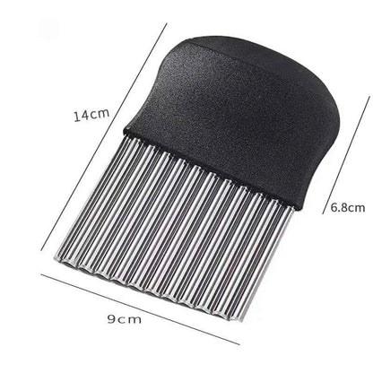 Stainless Steel Potato Chip Slicer Dough Vegetable Fruit Crinkle Wavy Kitchen Knife Cutter Chopper French Fry Maker Tools Gadget