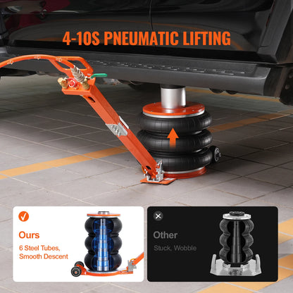 Air Jack 3/5 Ton Pneumatic Lifting Jack with Heightened Column Adjustable Handle Thick Rubber Pad for Sedan SUV Pickup