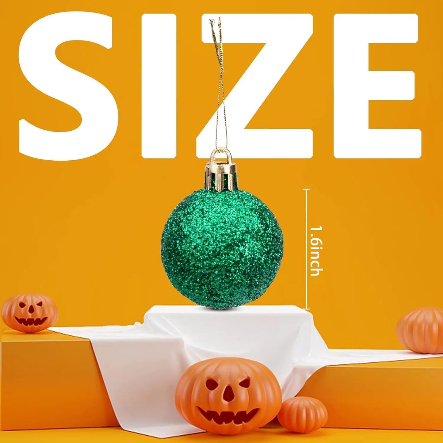 24 Pcs Halloween Glitter Balls Ornaments-1.6" Hanging Ball Tree Decoration