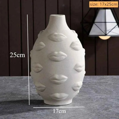 Ceramic Candlestick Art Vase Sculpture Crafts Human Face Flower Pot Handmade Garden Storage Flower Arrangement Home Decors