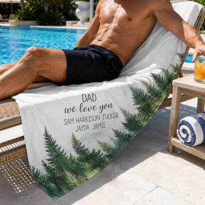 Personalized Father's Day Beach Towel — Custom Summer Gift for Dad