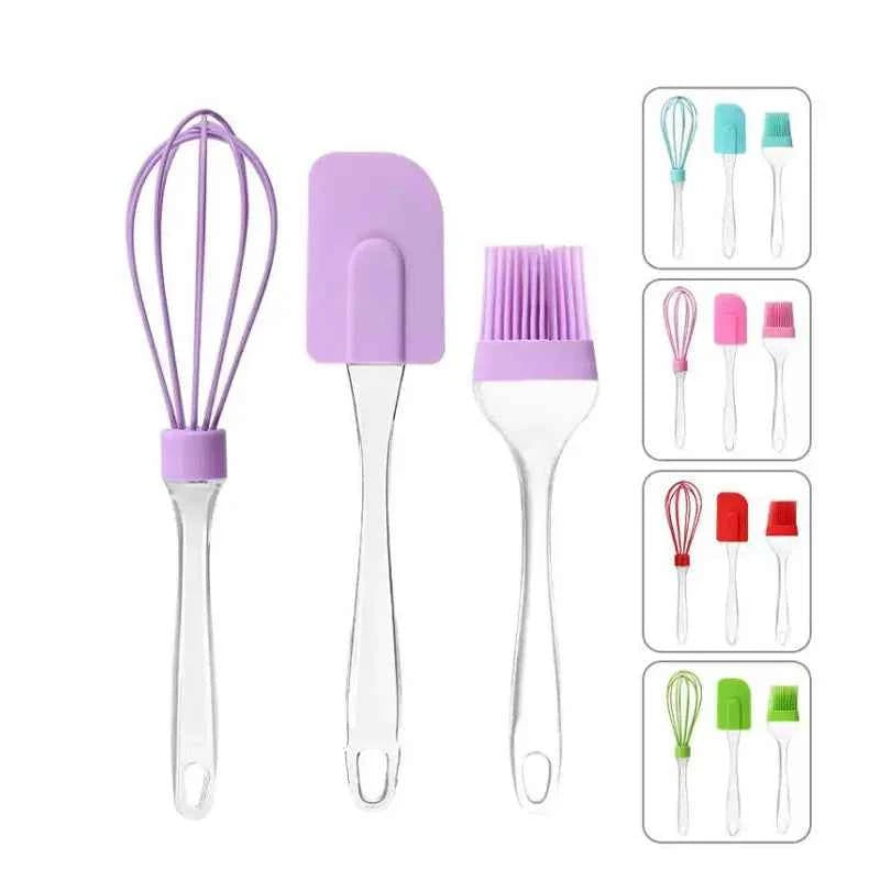 3Pcs Non-Stick Silicone Cream Scraper Bread Cake Butter Spatula Mixer Oil Brush With PP Handle Cake Spatula Kitchen Baking Tool