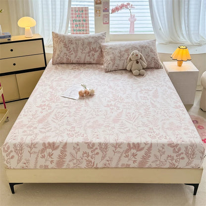 Floral Washed Cotton Fitted Sheet | Single-King