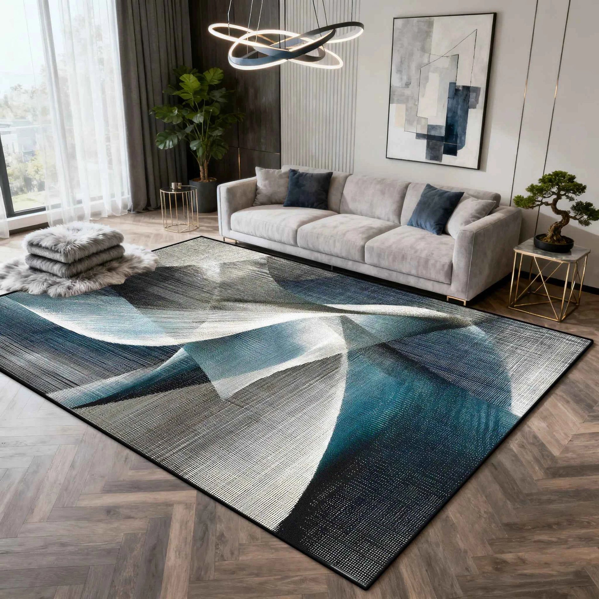 Nordic Light Luxury Carpet Abstract Art Decoration Home Living Room Large Rugs 200×300 Bedroom Cloakroom Plush Foot Mat Washable