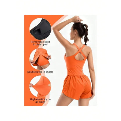 Women’s Sleeveless Gym Jumpsuit — Athletic Yoga & Running Romper