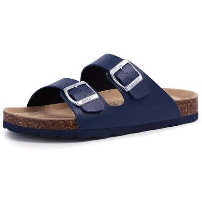 Crestar Classic Women's Cork Slippers – Double Buckle Leather Beach Sandal Clogs