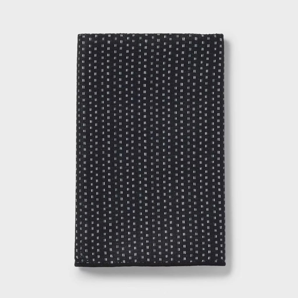 1PC Black Quick Dry Waffle Hand Towel Dotted Striped Design Absorbent - Kitchen Towel