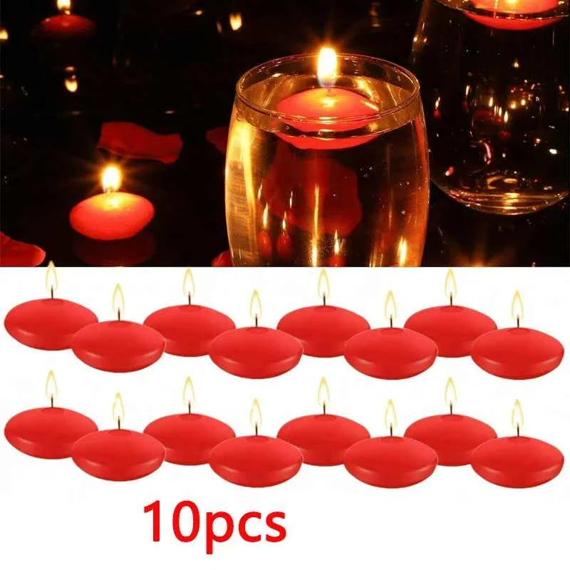 6/10/16Pcs Unscented Discs Candles Floating For Valentine's Day Party Wedding Home Bathtub Decor Romantic Confession Candlelight