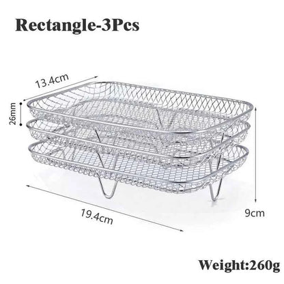 3-layers Air Fryer Rack Stackable Grilling Rack Stainless Steel Airfryer Oven Grill Steamer Cooker Kitchen Accessories Cooking