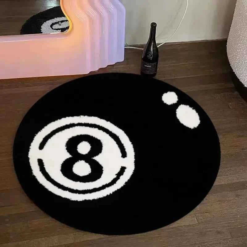 VIKAMA Black 8-Piece Billiards Carpet - Soft Fuzzy Living Room Floor Mat - Bedside Rug For Bedroom - Ideal For Soft Home Decor