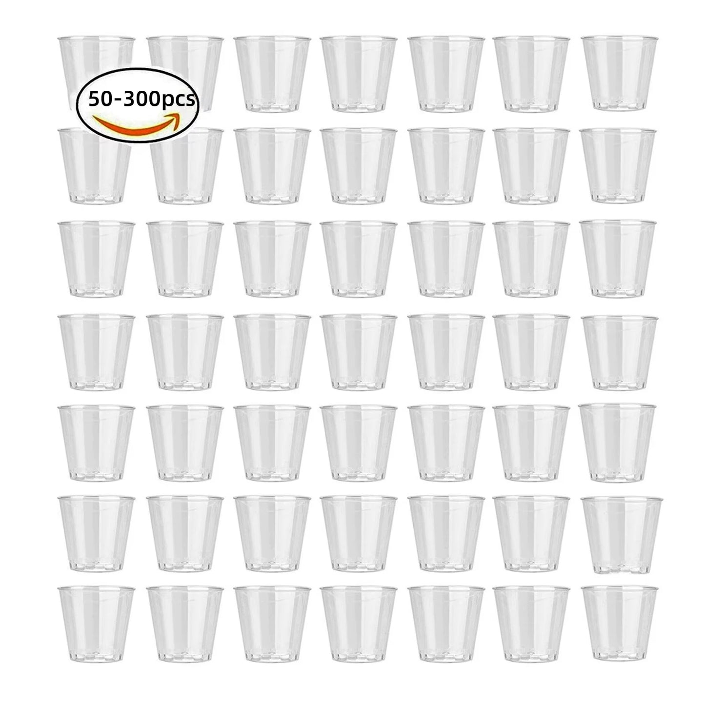 50-300pcs Eco-Friendly Clear Plastic Shot Glasses | Disposable Jelly Cups & Party Tumblers 30ml