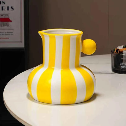 Modern Minimalist Striped Vase Creative Retro Painted Ceramic Vase for Home Decor