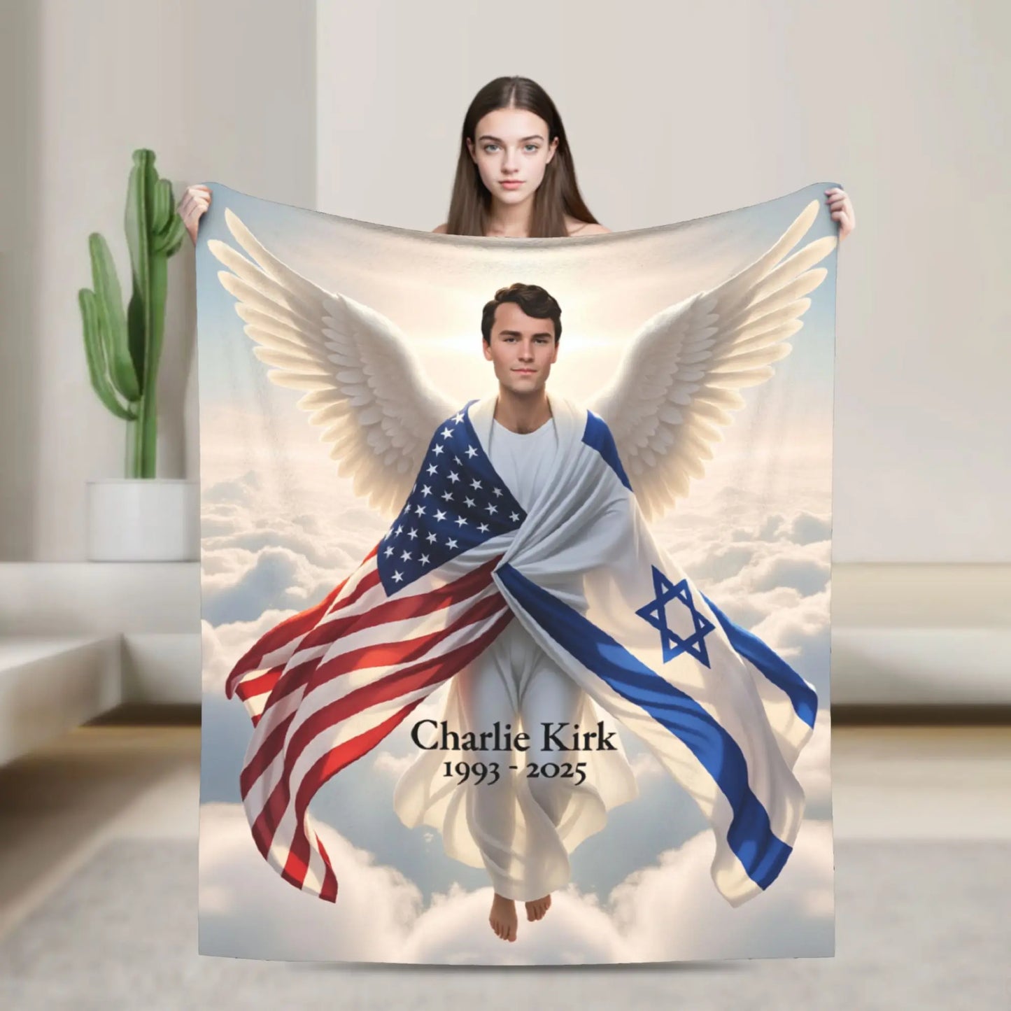 Charlie Kirk Angelic Advocate Blanket  Super Warm Funny Plush Throw Blanket For Boy Girl Living Room Flannel Bedspread Bed Cover