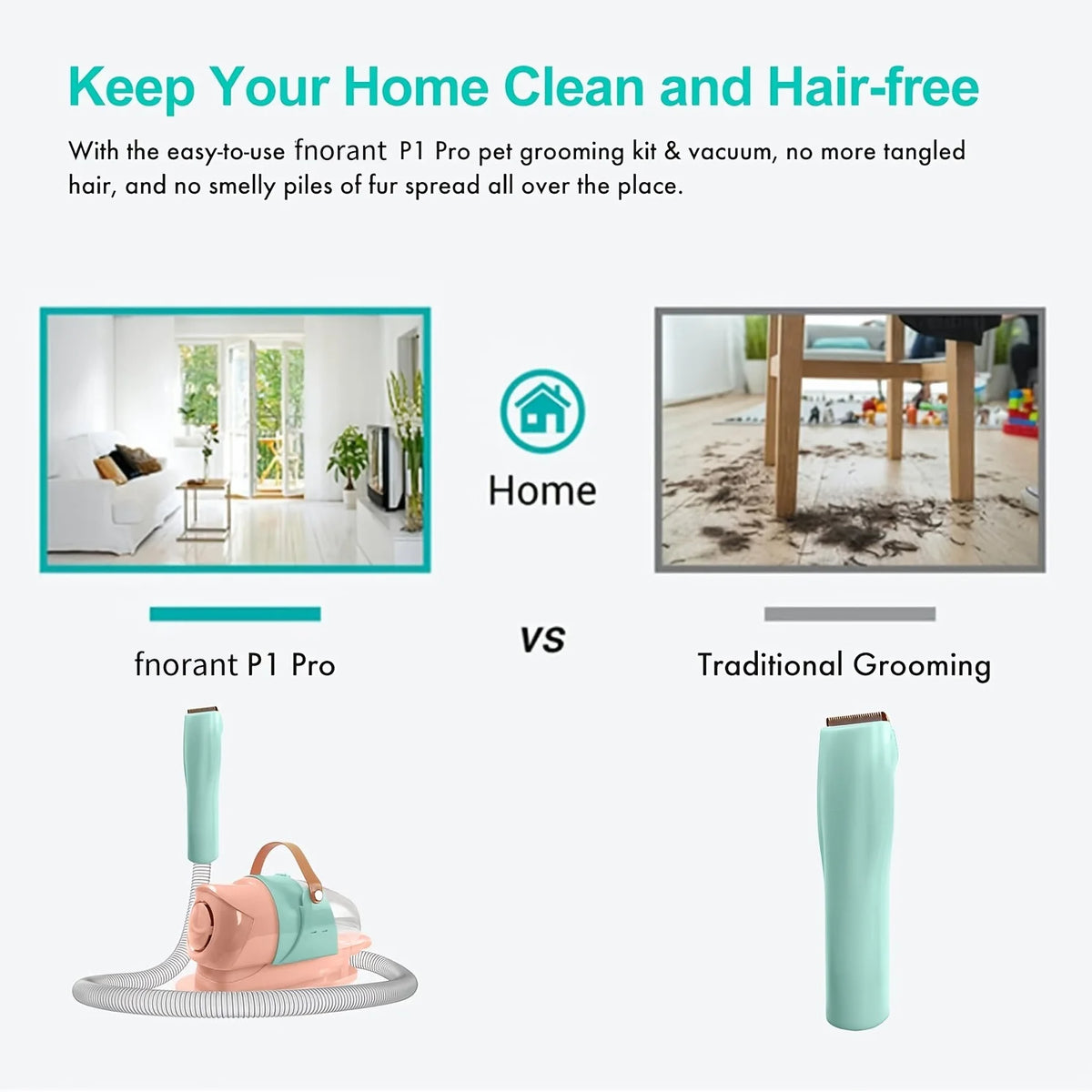Pet Grooming Vacuum Kit with Clipper Attachment