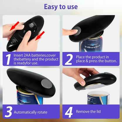 Compact Cordless Electric Can Opener, One-Touch Operation