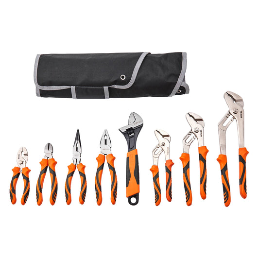 SucceBuy 8-Piece Pliers Set 8" Linesman's Pliers 6" Slip Joint Pliers Long Nose Pliers 6" Diagonal Cutter 10" Adjustable Wrench