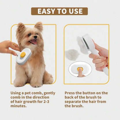 Self-Cleaning Slicker Brush, One-Button Hair Release