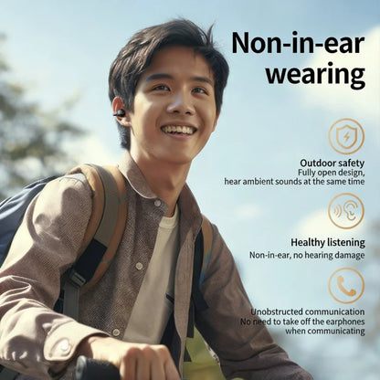 Sports Bluetooth Ear Clip Headphones – LED Mirror, HiFi Lossless Sound, Noise Cancelling, Soft Silicone