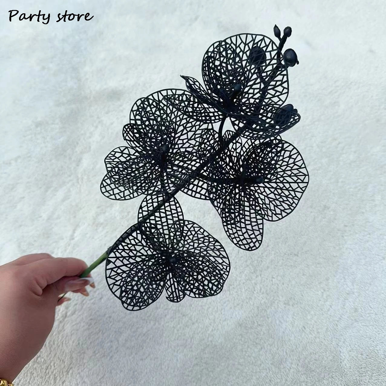 Black Halloween Artificial Plant Leave Branch Bamboo Dahlia Wedding Party Floral Material Home Table Vase Decor Accessories