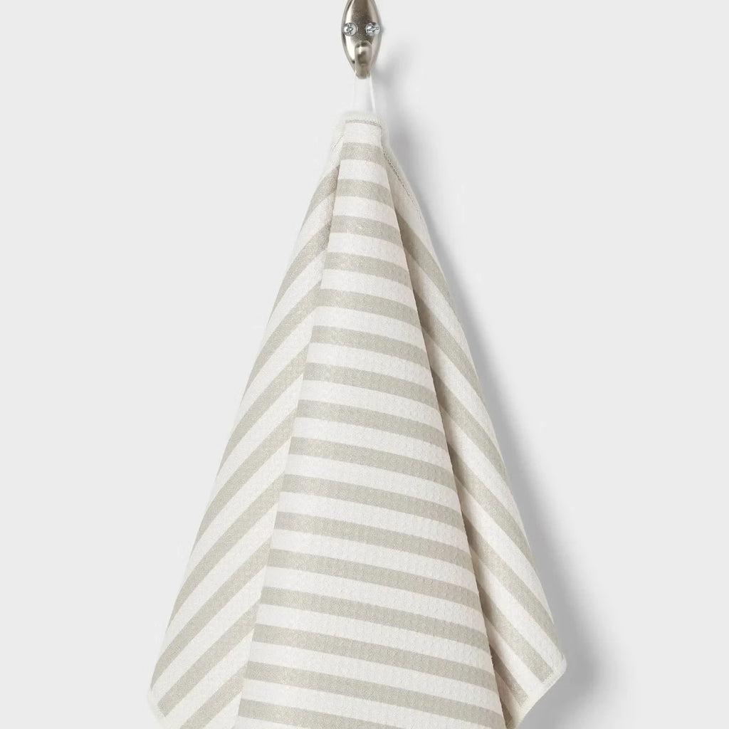 1PC Tan Quick Dry Striped Waffle Hand Towel - Absorbent Kitchen Towel