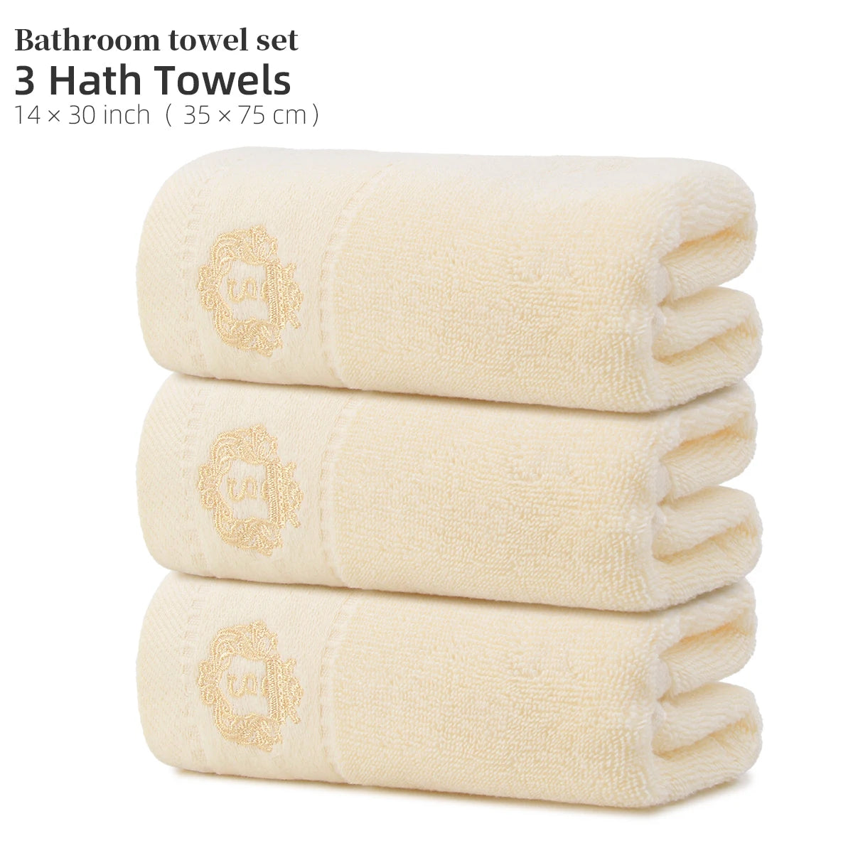3 Pure Cotton Hair Drying Towels, 100% Cotton, Quick-Drying, Absorbent, Hair