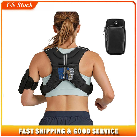 Weighted Vest, 8 lbs Body Weight Vest for Men Women, with Reflective Stripe, Adjustable Buckle, Workout Equipment for Strength Training, Running, Jogging, Fitness, Muscle Building, Weight Loss
