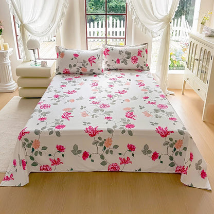 Floral Printed Flat Top Sheet | Single, Queen, King