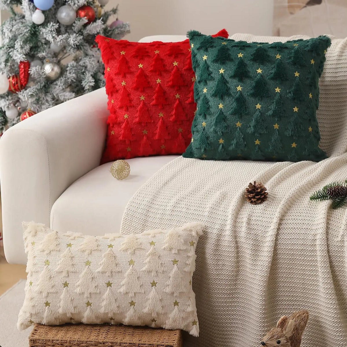 Knitted Spring Tree Decorative Throw Cushion Cover
