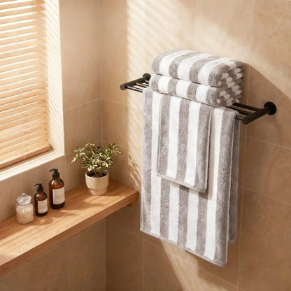 2/4 Pack Striped Soft Fluffy Bath Towel Multi Color Quick Dry