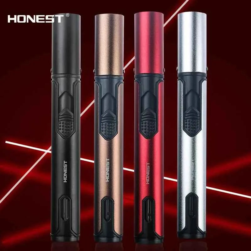 4PC/1PC Honest Metal Windproof Torch Gas Lighter,  Refillable Pen Jet Flame Igniter for Kitchen BBQ Candle Camping Men's Gadget