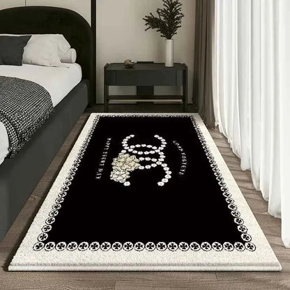 VIKAMA French Short Plush Bedside Rug Light Luxury High Sense of Waterproof Floor Cushion Bedroom Living Room Carpet Home Decor