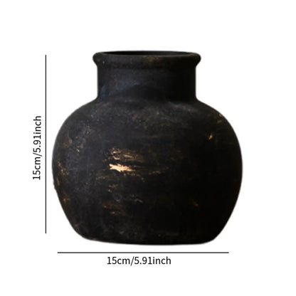 Rustic Ceramic Vase Decorative Wabi Sabi Vase Desktop Farmhouse Flower Vase for Fireplace Housewarming Living Room Office Party