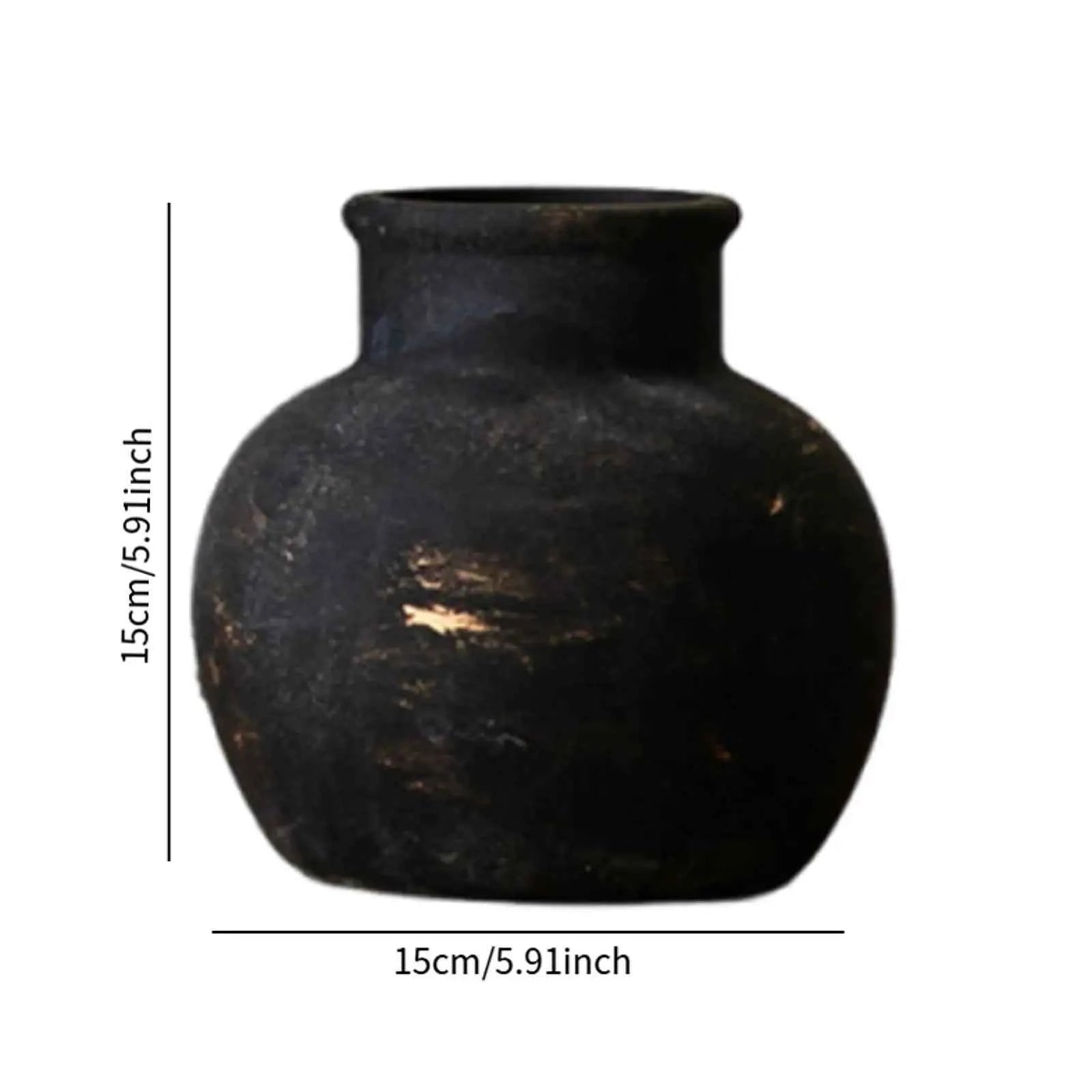 Rustic Ceramic Vase Decorative Wabi Sabi Vase Desktop Farmhouse Flower Vase for Fireplace Housewarming Living Room Office Party