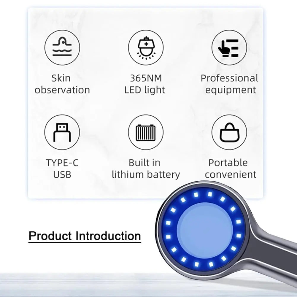 Woods Lamp Skin Analyzer – 365nm UV Light Magnifying Glass for Face Skin Analysis