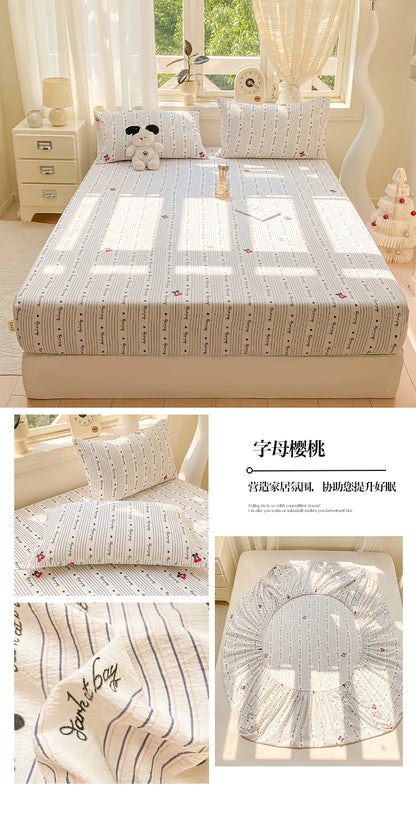 Green Floral Fitted Bed Sheet | Single, Queen, King