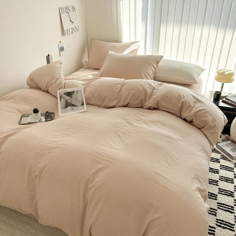 Solid Cotton Bedding Set | Duvet Cover & Sheet