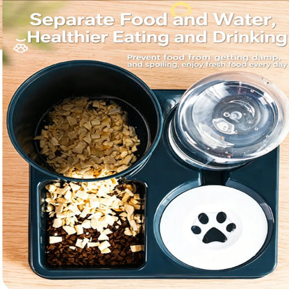 Raised Double Cat Bowl — Anti-Slip No-Spill Pet Food & Water Feeder for Cats & Dogs