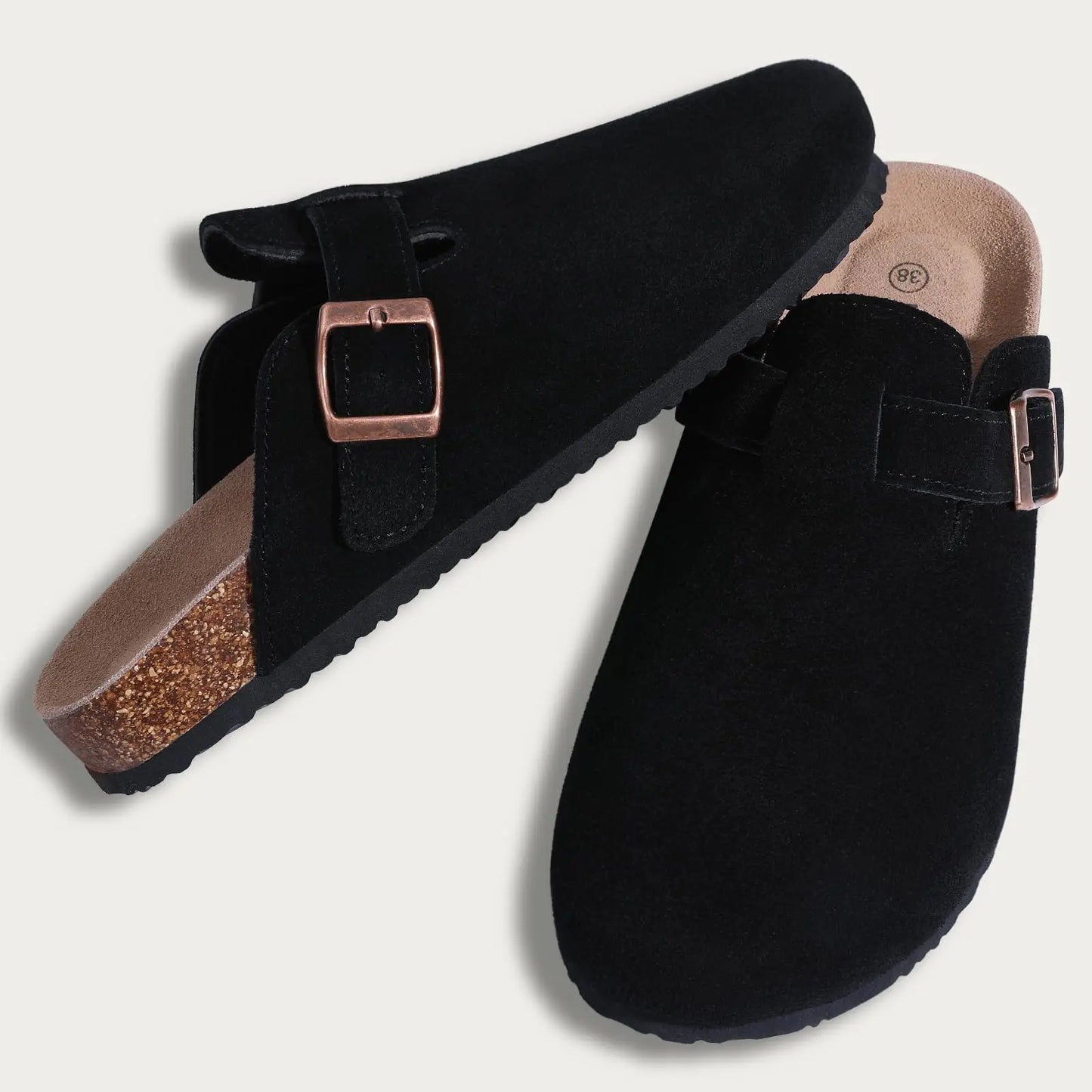 Men’s Suede Clogs — Soft Leather Cork Sandals with Arch Support
